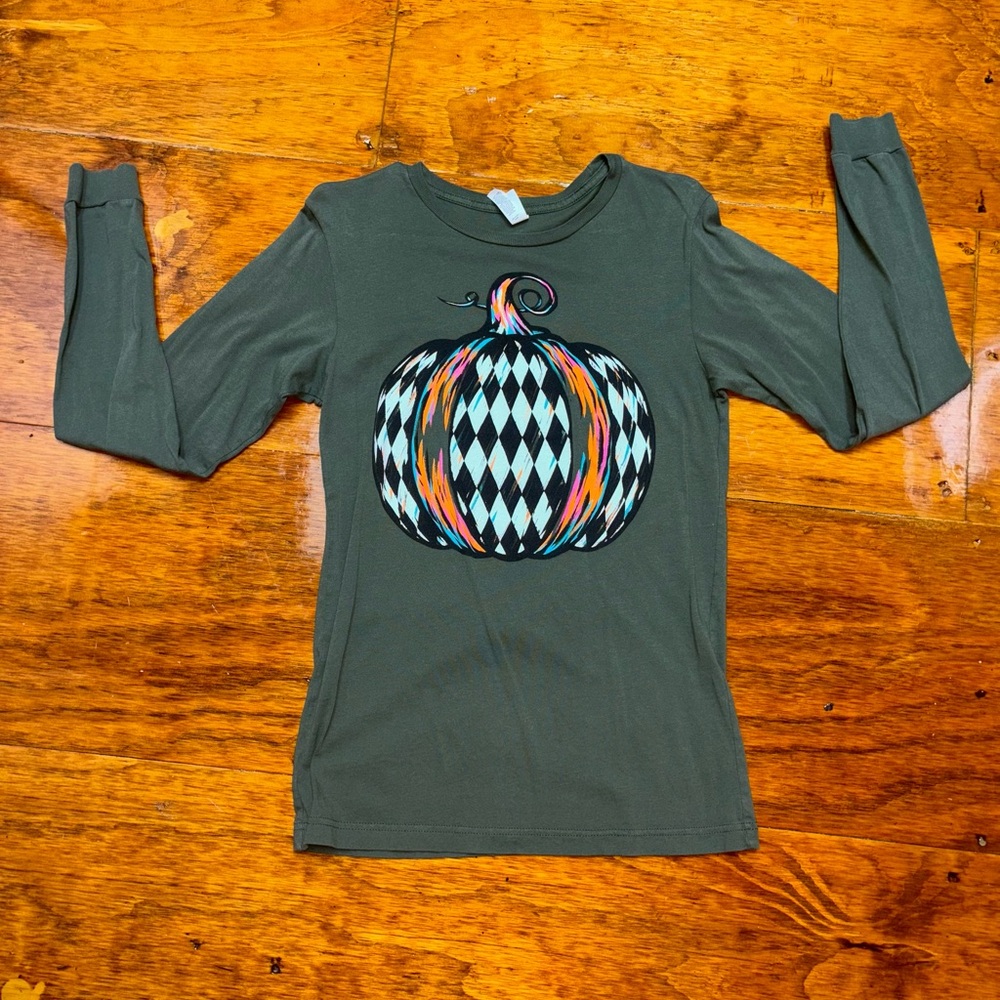 Checkerboard pumpkin long sleeved T-Shirt